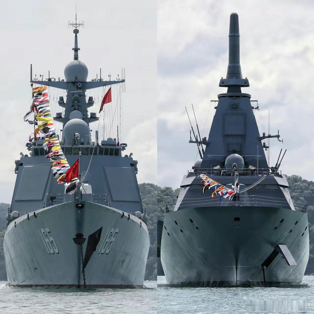 052D和最上级同角度对比，这里指对比舰型设计和武器布局，请忽略吨位。那么，把雷