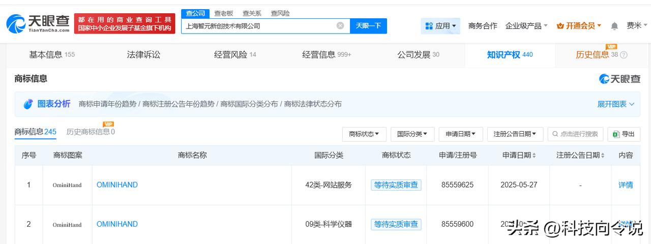 【智元机器人申请注册灵犀X2机器人灵巧手商标 智元机器人申请注册Ominihan