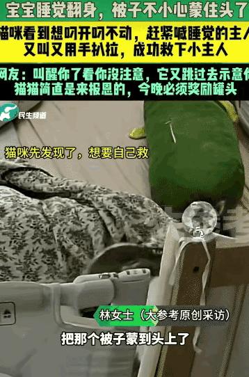 “万物皆有灵！”山东，一婴儿翻身时不慎被捂，熟睡的妈妈却浑然不觉。生死瞬间，家猫