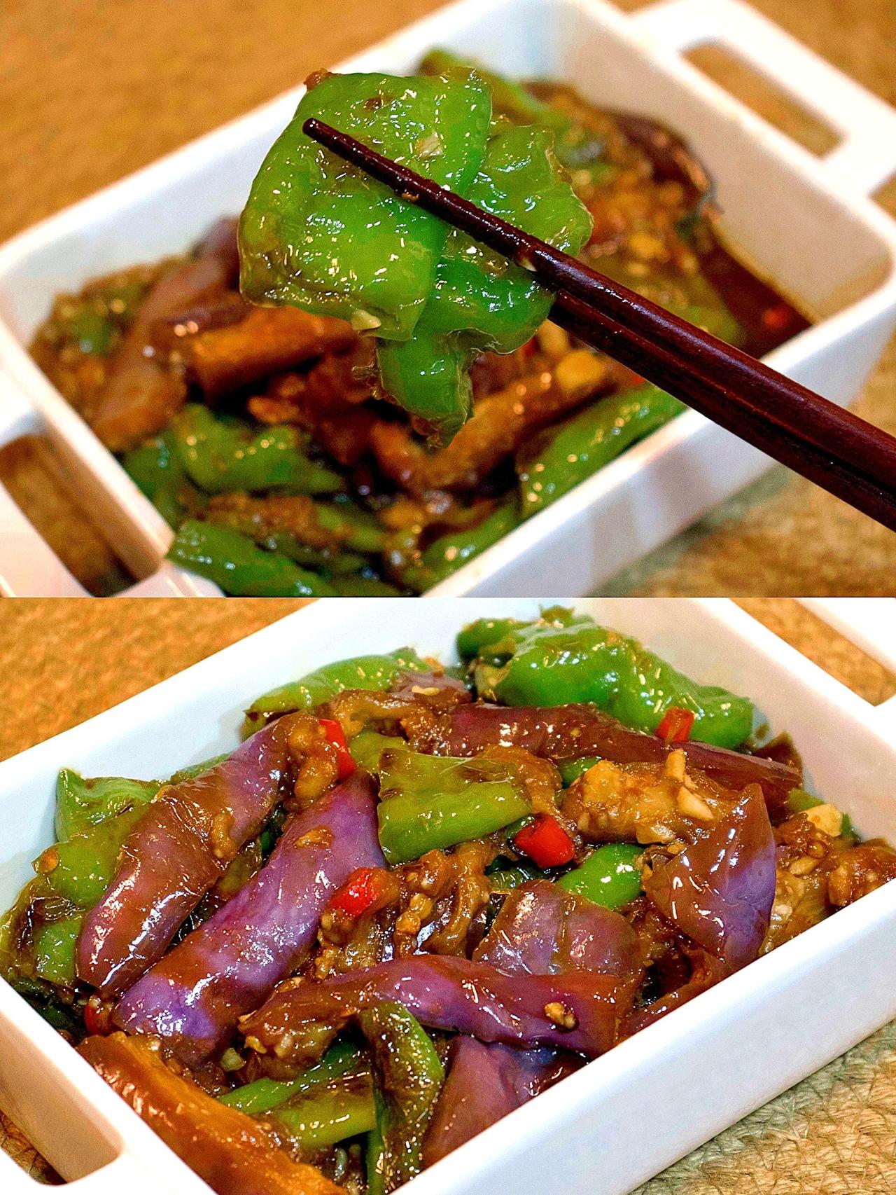 这样做的青椒炒茄子，就狠下饭！！
喜欢吃茄子的姐妹，必须试试这种做法，真的是下饭