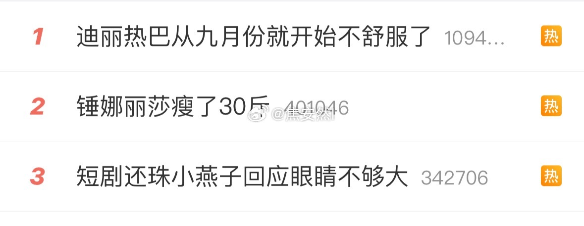 竟然都文娱热搜一了，粉丝应该不喜欢这样的rs吧迪丽热巴从九月份就开始不舒服了 ​