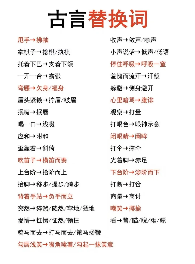 🌟【古风小说词汇秘籍，这些替换词你不可不知