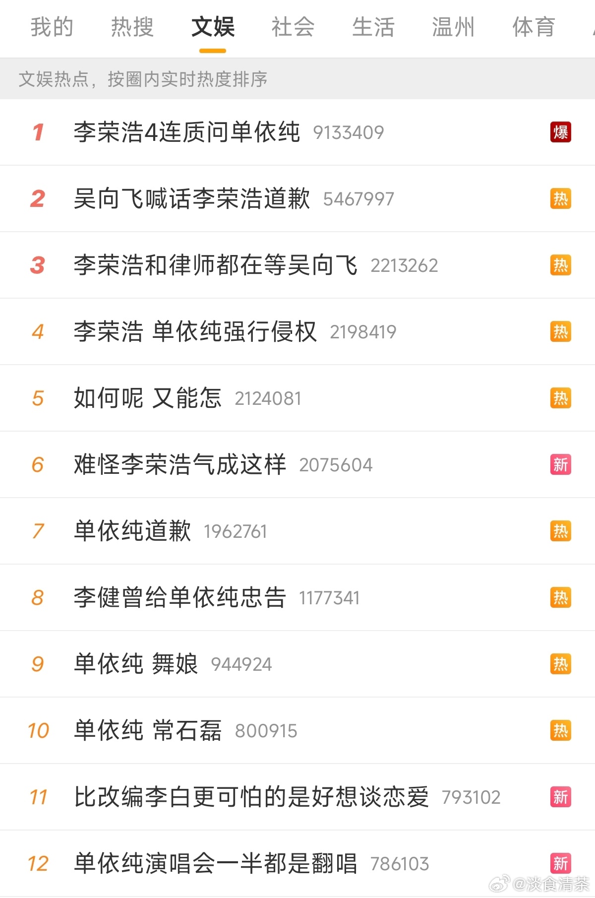 歌手界的热闹，直接霸屏李荣浩4连质问单依纯