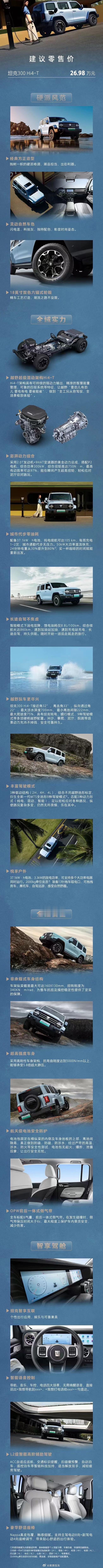 坦克300Hi4-T上市，不出意外的秒售罄。官方售价26.98万元 ​​​