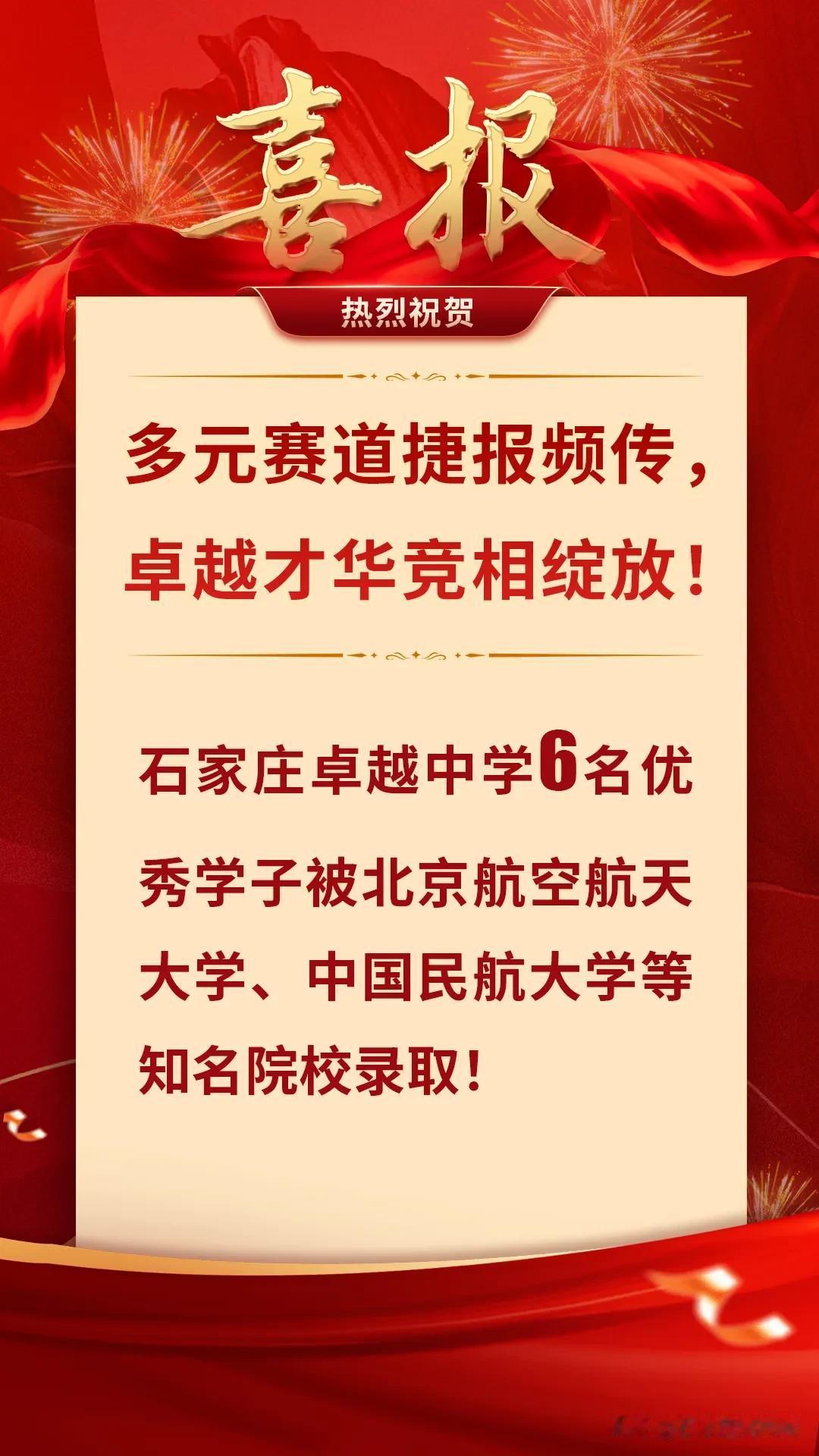 硬核实力！石家庄一所民办高中，一次性走出6名飞行员


刚刚，部分高考录取结果出
