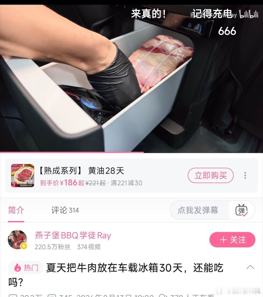 新能源汽车还能玩这么骚的？b站有up主尝试用新能源车载冰箱能控制温度，并且可以设