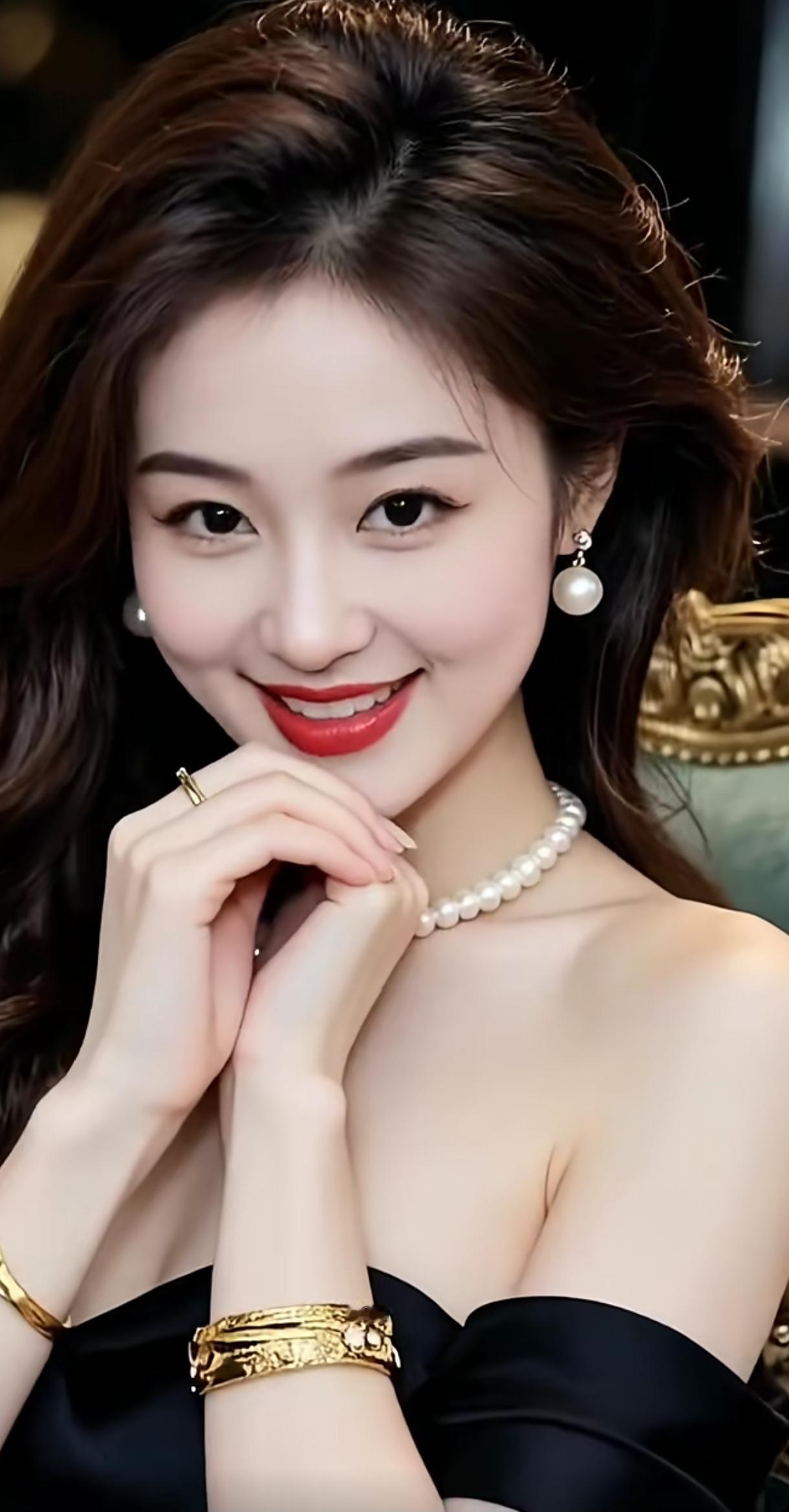 优雅气质，珍珠与金饰的完美搭配，尽显高贵魅力！💎✨分享一张最近随手拍的照片 珍
