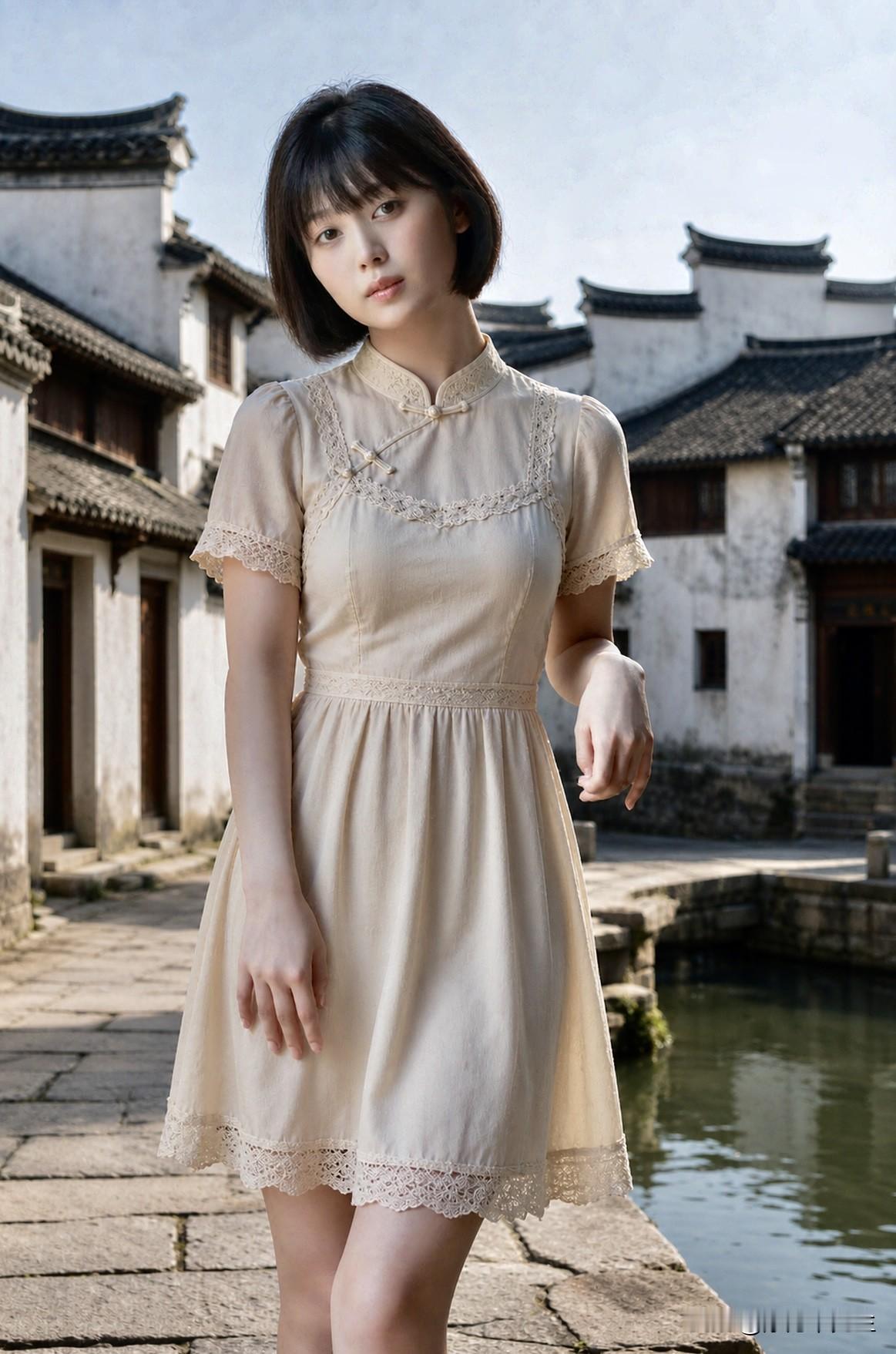 黛瓦青石，流水人家，在查济的悠悠古村里，偶然相逢一抹动人倩影。

原创作品.禁止