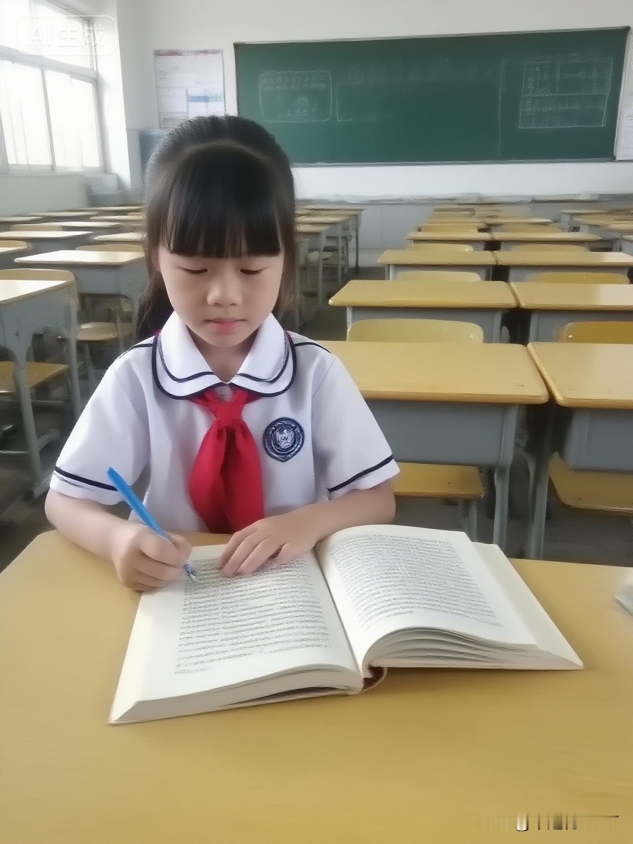 教室角落的专注之光，是童年最动人的模样
课间的教室渐渐喧闹，她却在一方书桌前，于