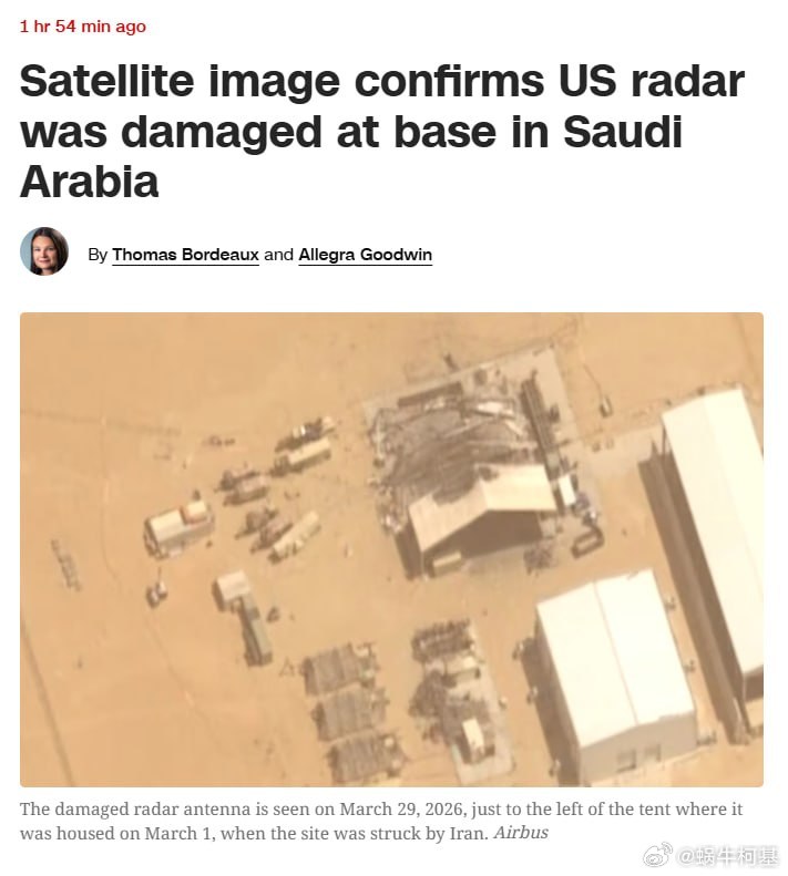 卫星图像显示，3月1日，伊朗的袭击损坏了位于沙特阿拉伯的苏丹王子空军基地的一台萨