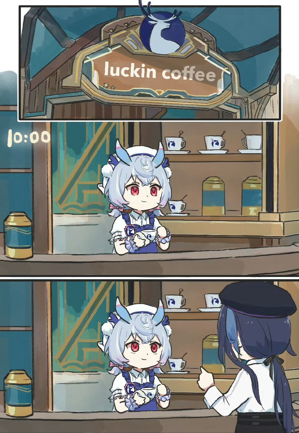 原神[超话]  希格雯和克洛琳德的一天~画师:心脏弱真君 