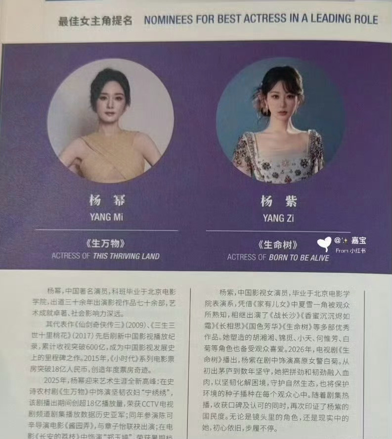 放心杨幂，杨紫，肖战，胡歌等……提名的都有，不是某个人的特例！杨幂白玉兰场刊白玉