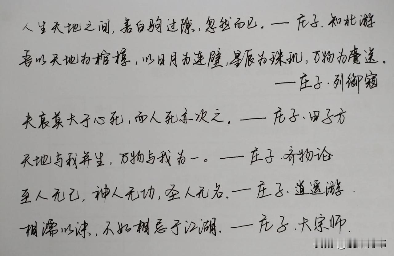 庄子的哲学思考：天地与我并生，万物与我为一。庄子