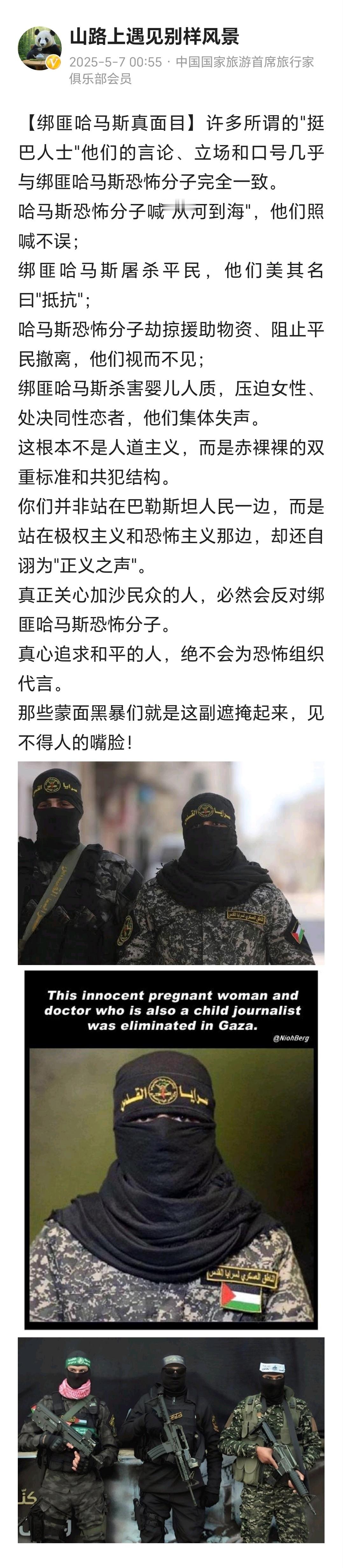 没有以色列的侵占，哪有巴以冲突和加沙问题？！支持包括哈马斯在内的巴勒斯坦人民的反