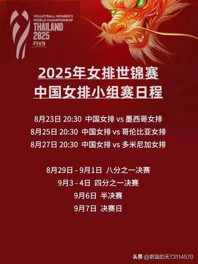 2025年女排世锦赛将于8月22日开始在泰国清迈进行。中国女排虽然官宣了24人大