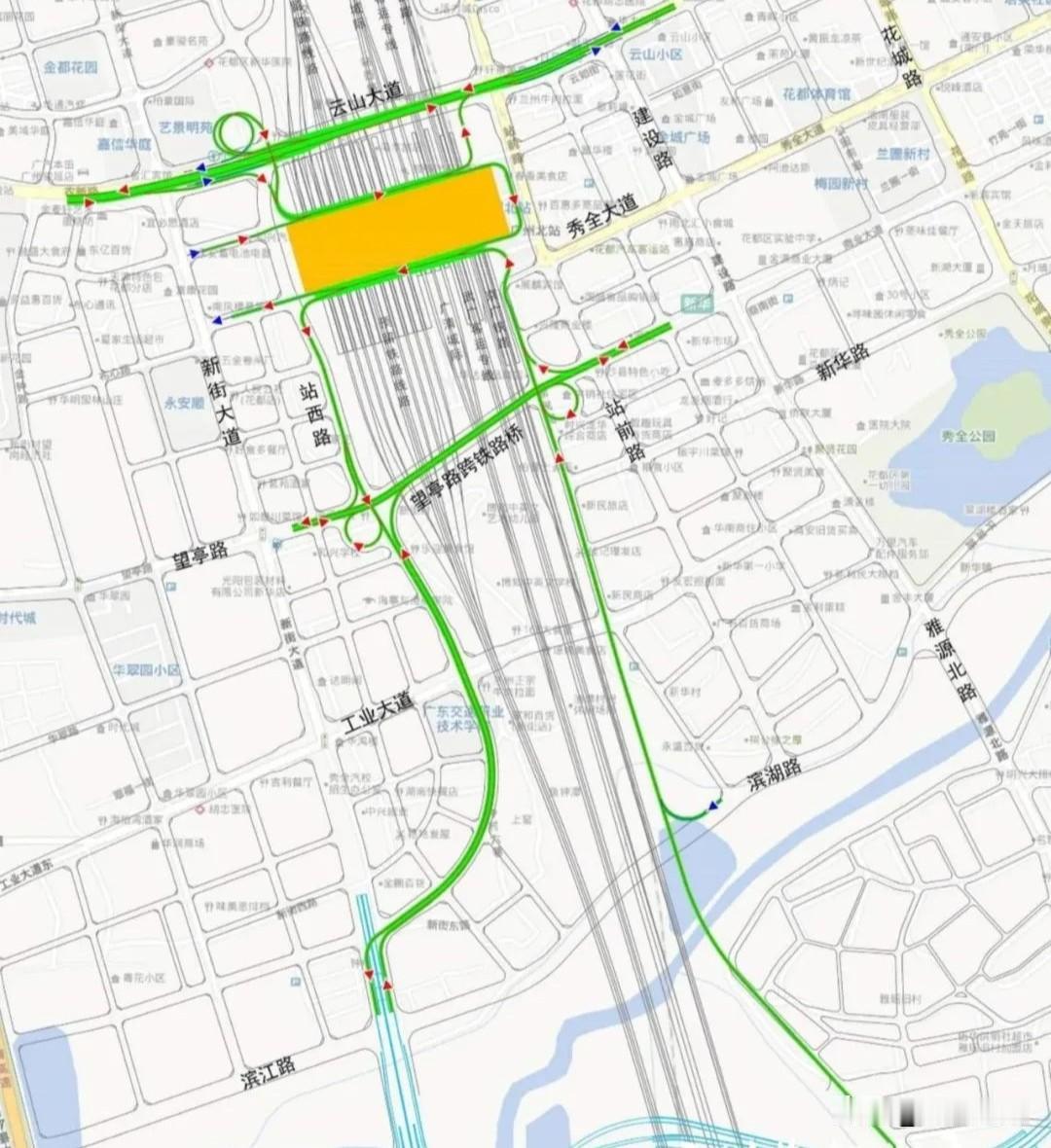 广州北站将新增望亭路跨铁路桥，将与商业大道相接，但尚不清楚该桥是否规划有非机动车