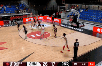 侯孟泽压哨三分帮助中国U19男篮29-17领先约旦
北京时间7月5日，中国U19