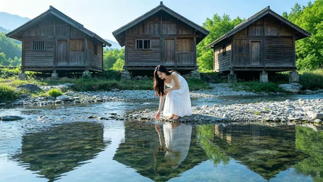 天净沙
清溪绕遍青山，
伊人凝立云间。
翠影和风漫卷。
清怀自遣，
流年静享安然