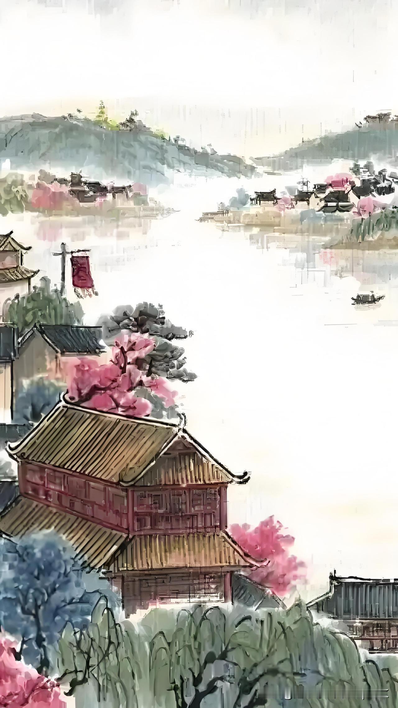 《海城春望》
——明.张泰
一带浮光界远田，
数村花柳簇春烟。
谁家酒幔招人醉，