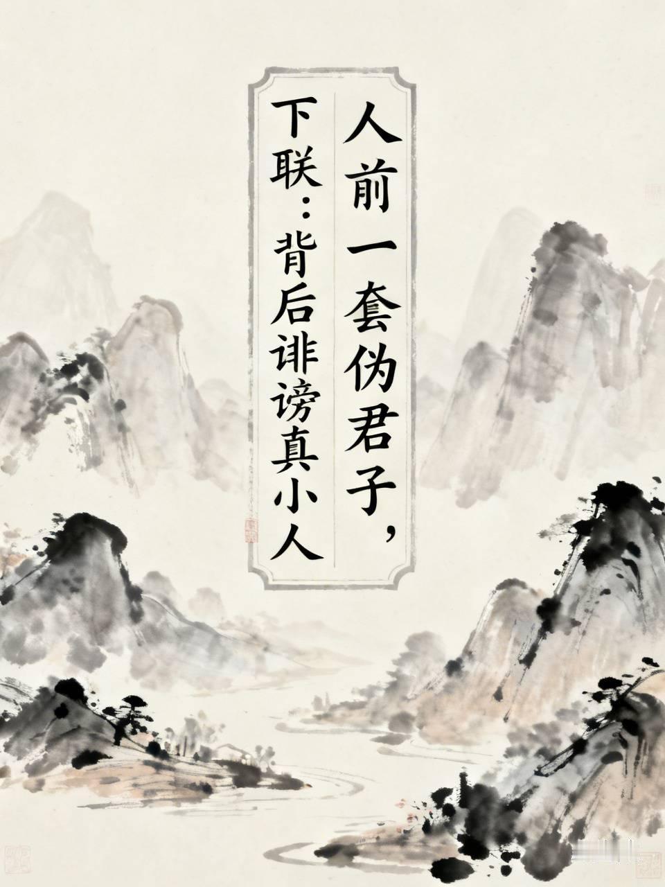 下联：背后诽谤真小人。