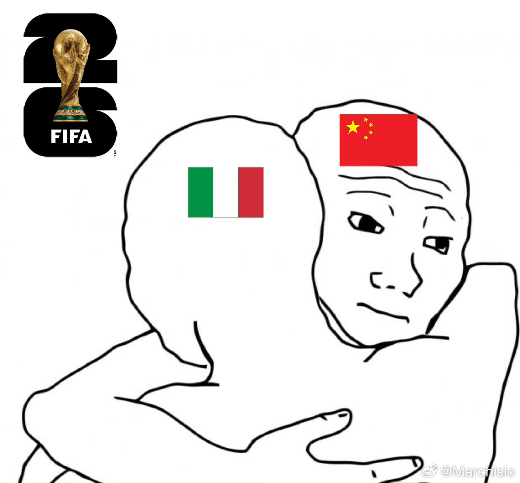 英格兰的“欧洲中国队”帽子终于戴到了意大利头上。世界杯 波黑vs意大利 意大利国