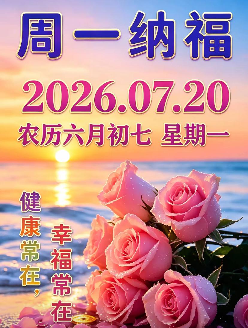 🌺2026./7月20日🌸夏荷迎锦程，晨光舒伏暑，新周万事安🌺

🌈🌅