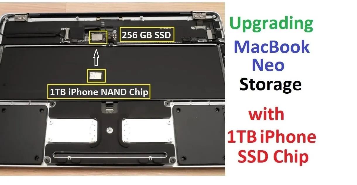 有人把一块1TB的iPhone NAND芯片装进了一台“MacBook Neo”