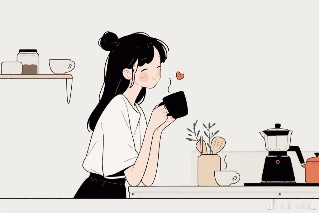 很喜欢咖啡馆的提示：今日份好心情已备妥，请慢用。 