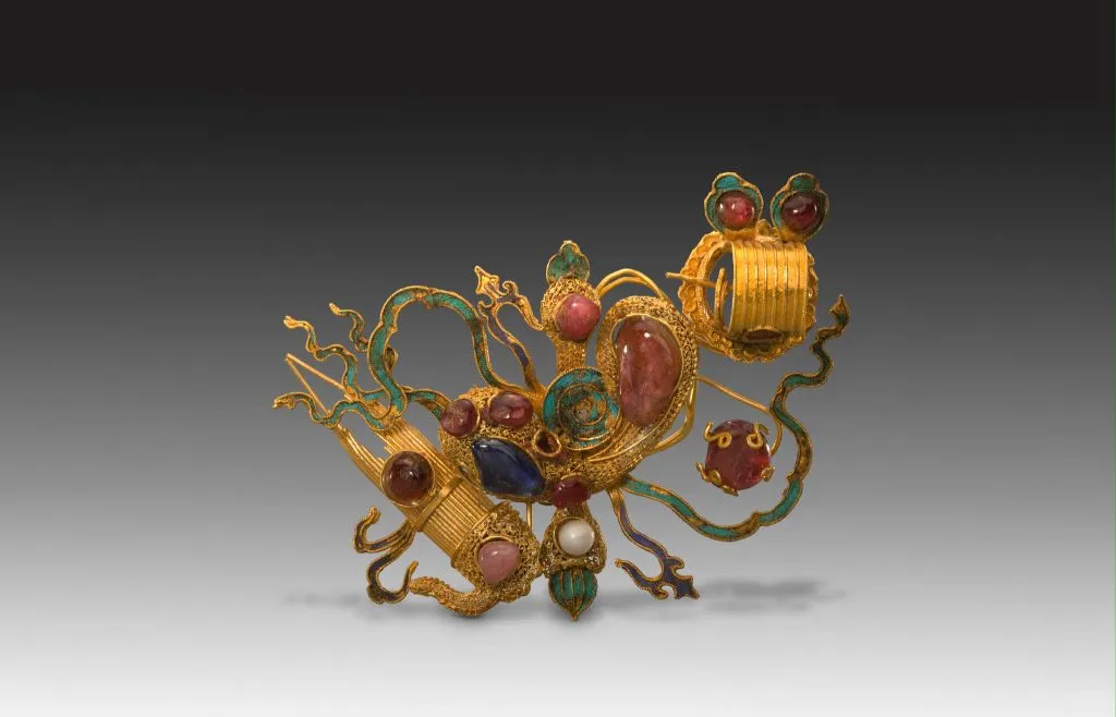 金累丝嵌珠石升官簪