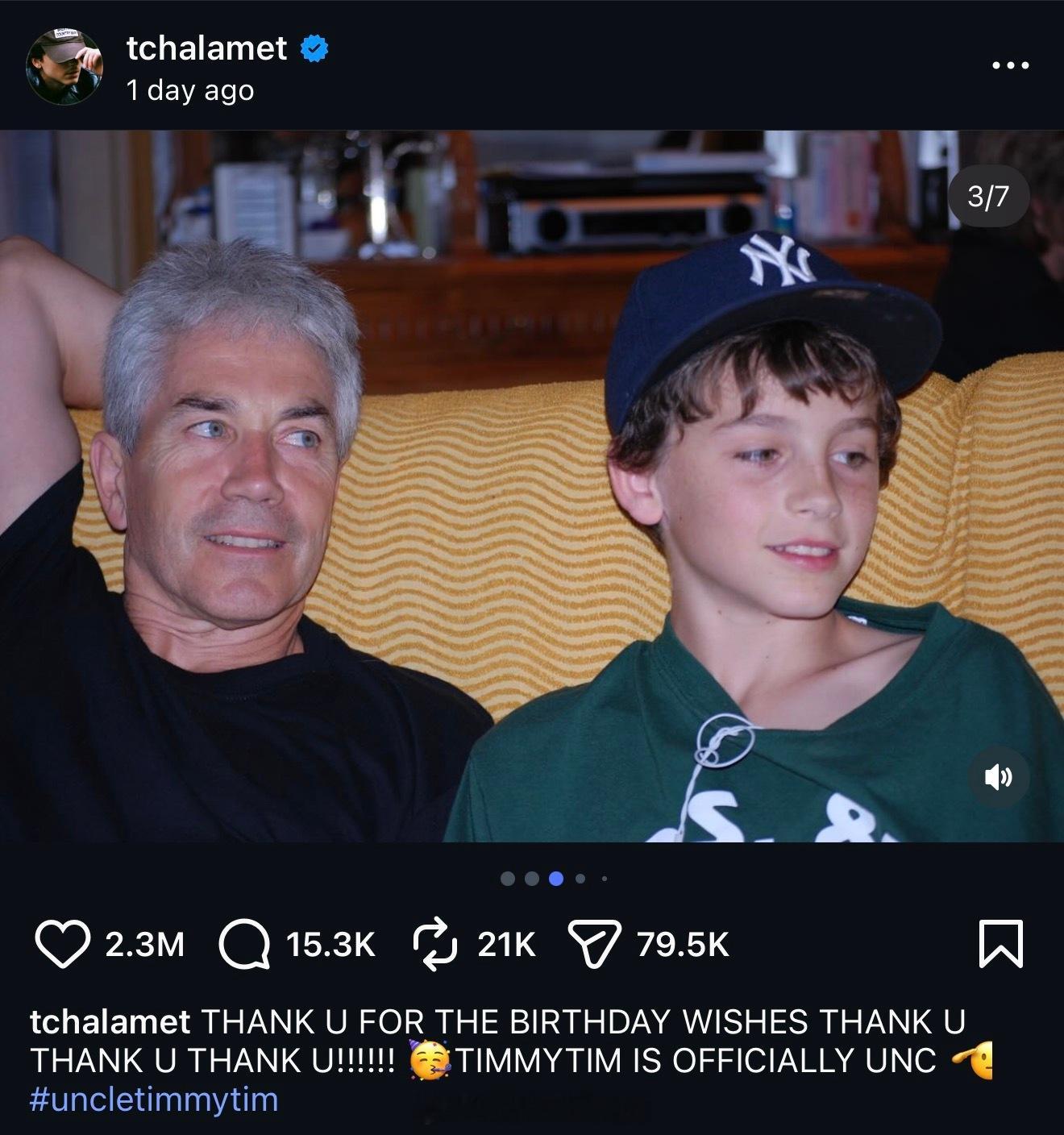 甜茶昨天30岁生日，在ins上发了张小时候和他爸的照片。全场差点吓吐。