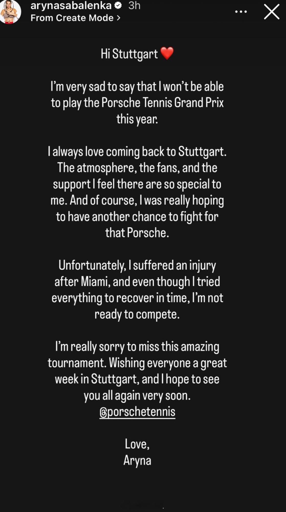 萨巴伦卡宣布退出斯图加特本站头号种子是：莱巴金娜萨巴伦卡退出斯图加特赛wta