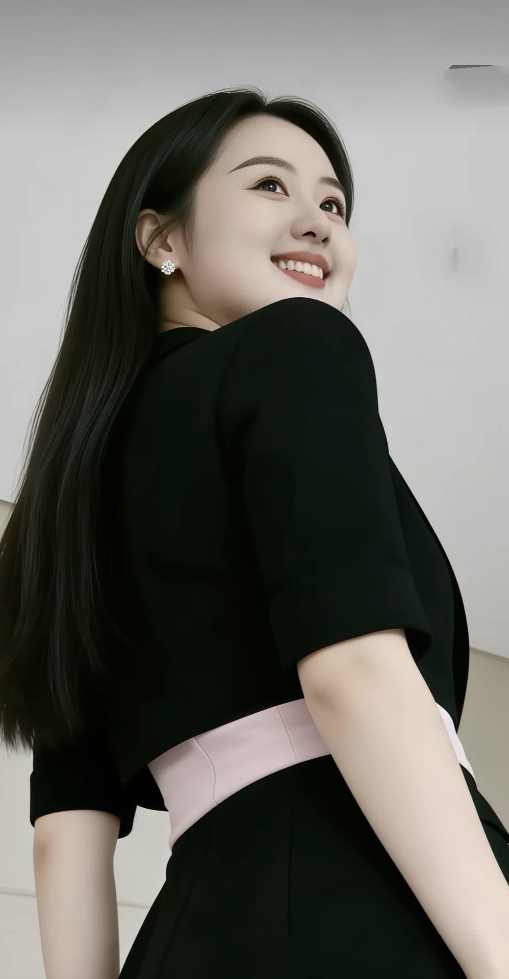 笑靥如花，黑衣似墨。