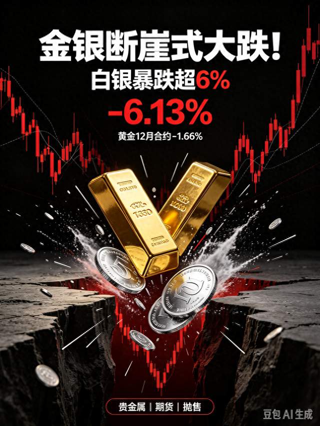 金银断崖式大跌！白银暴跌超6%，贵金属行情大跳水