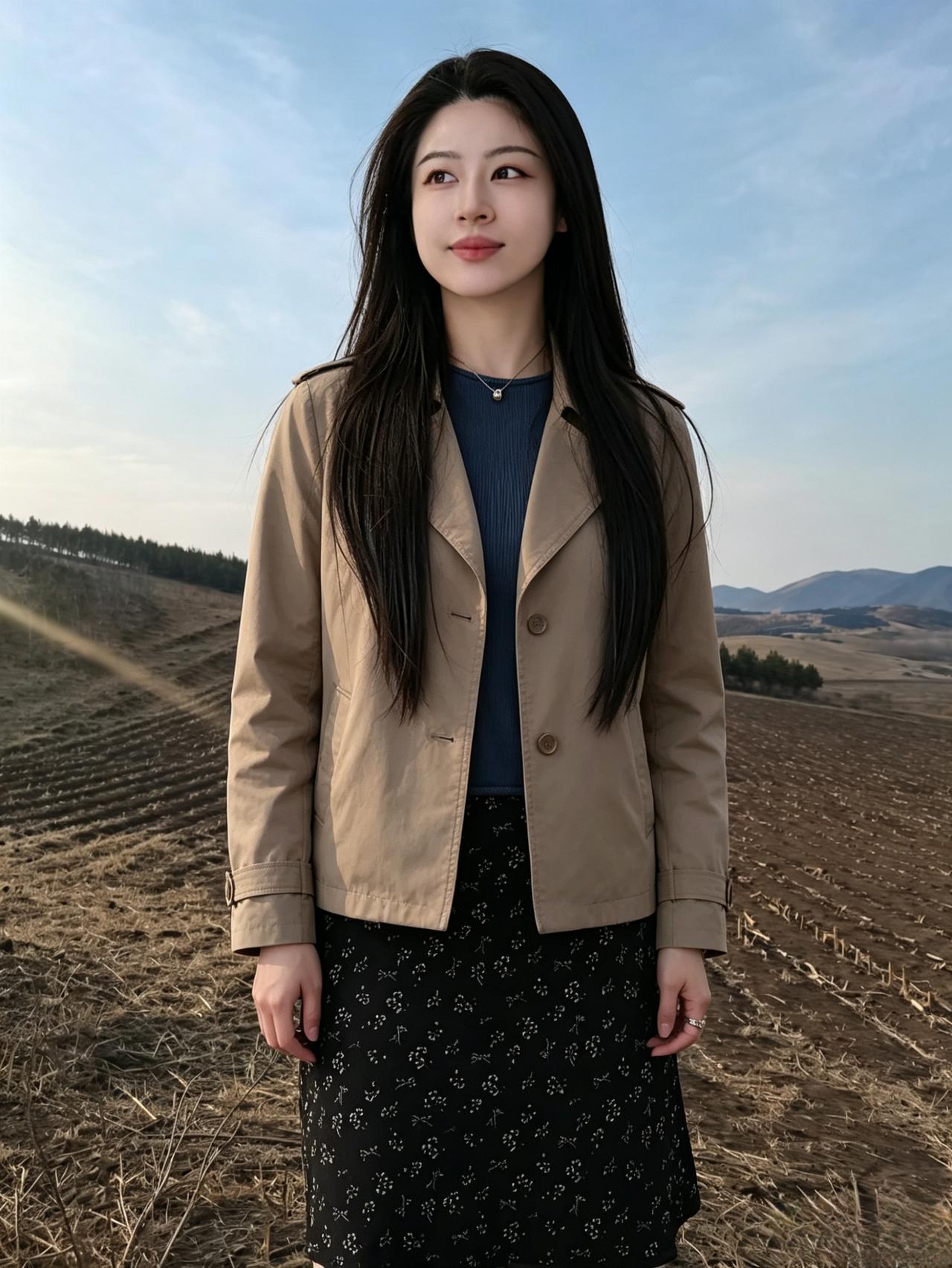 不必浓艳，不必喧哗
你站在天地的画布之下
河流、林木、田埂、晚霞
全都沦为陪衬的