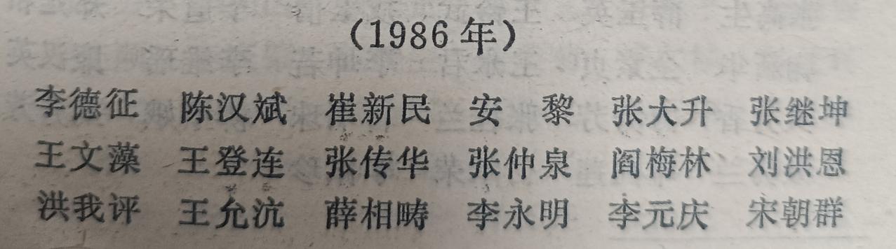 1986年山东省受全国表彰的优秀教师