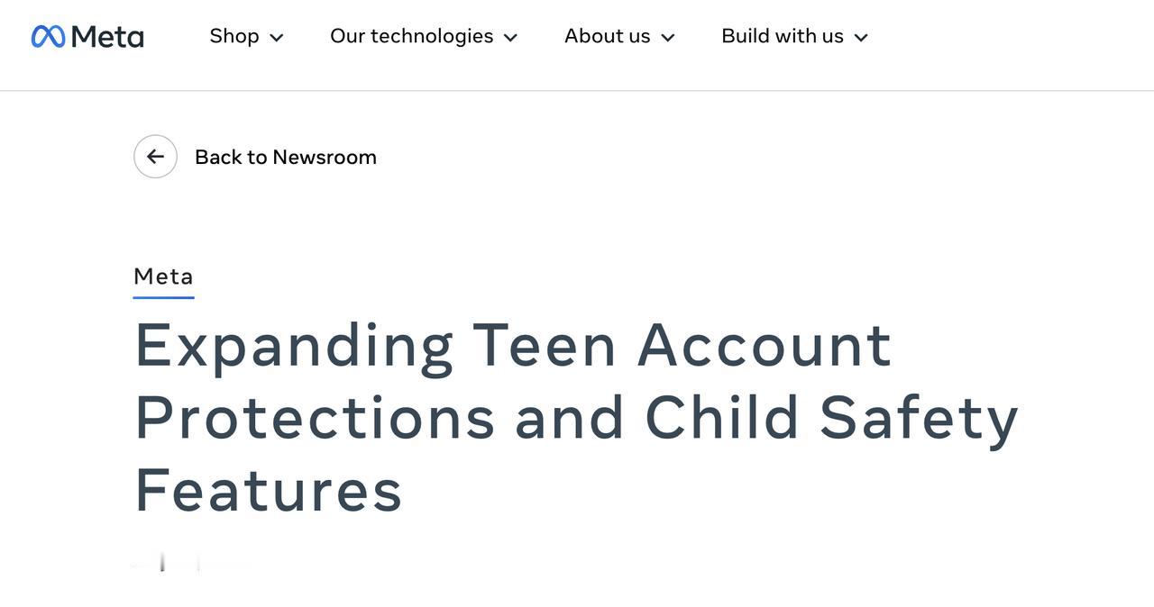 Meta 近日宣布进一步强化“青少年账号”（Teen Accounts）保护机制