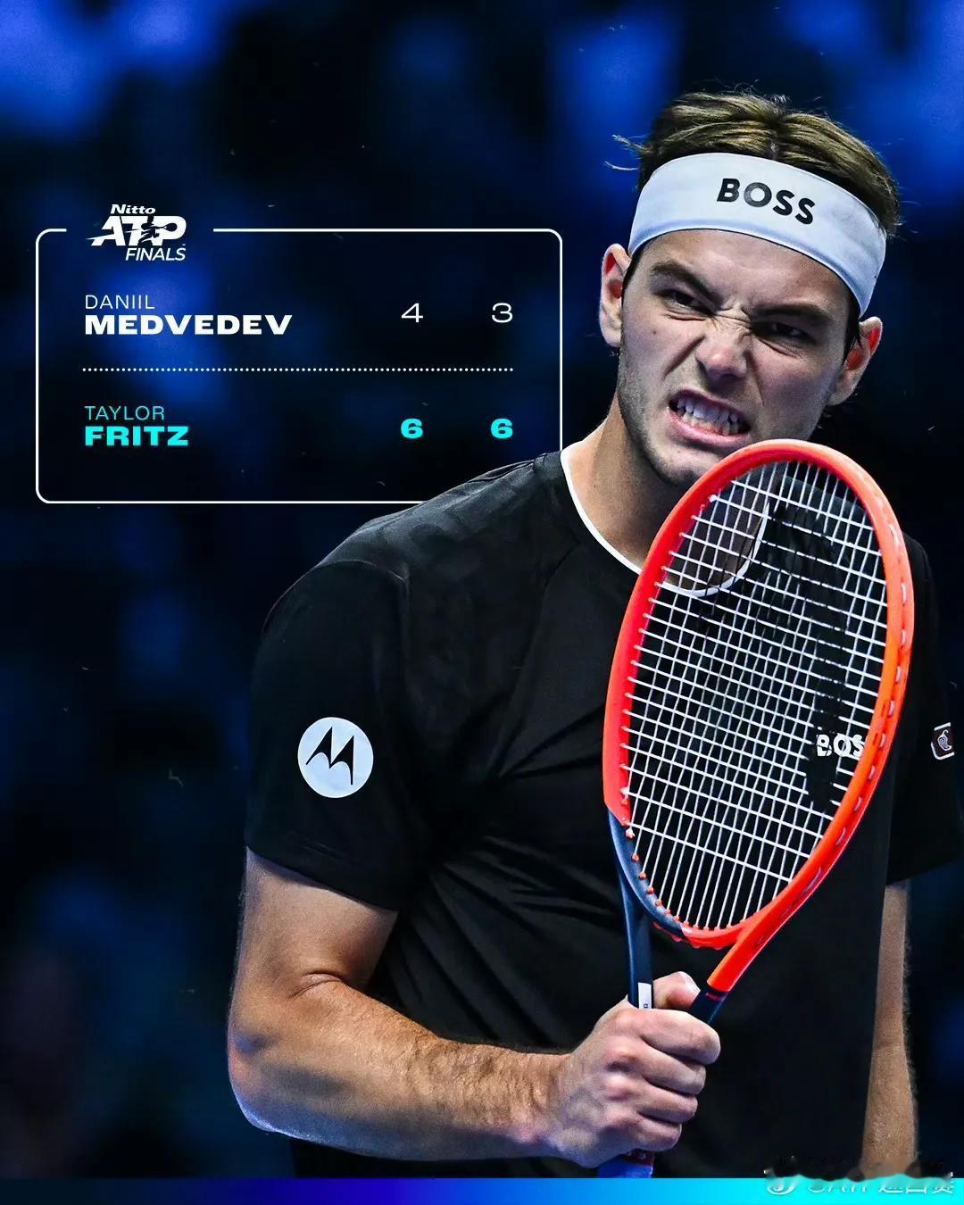 弗里茨收获总决赛开门红

#ATP总决赛# 纳斯塔塞组首轮，弗里茨以6-4、6-