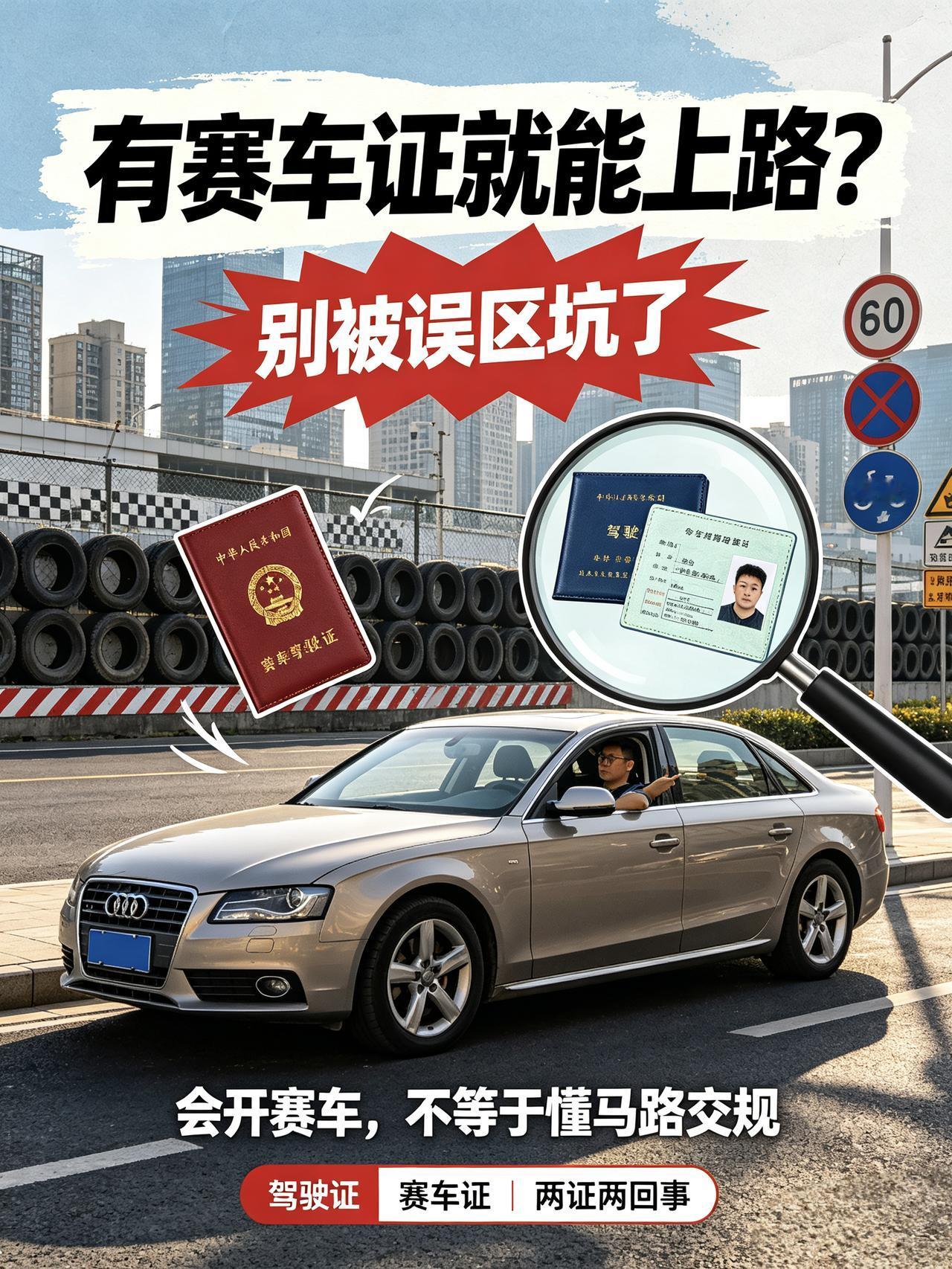 有赛车证，就能上路开车？别闹了🤦‍♂️
看到新闻21岁小伙无证驾驶被查，掏出赛