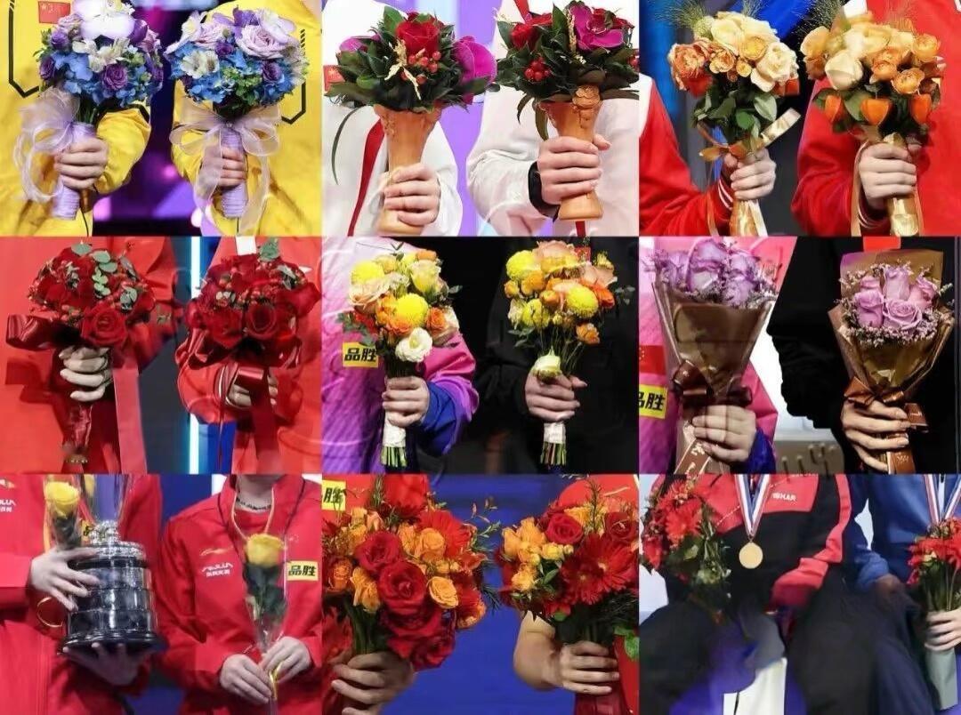 混双组合的手捧花，真的想集齐！
孙颖莎王楚钦在乒乓球上已经是一段佳话，混双最好的