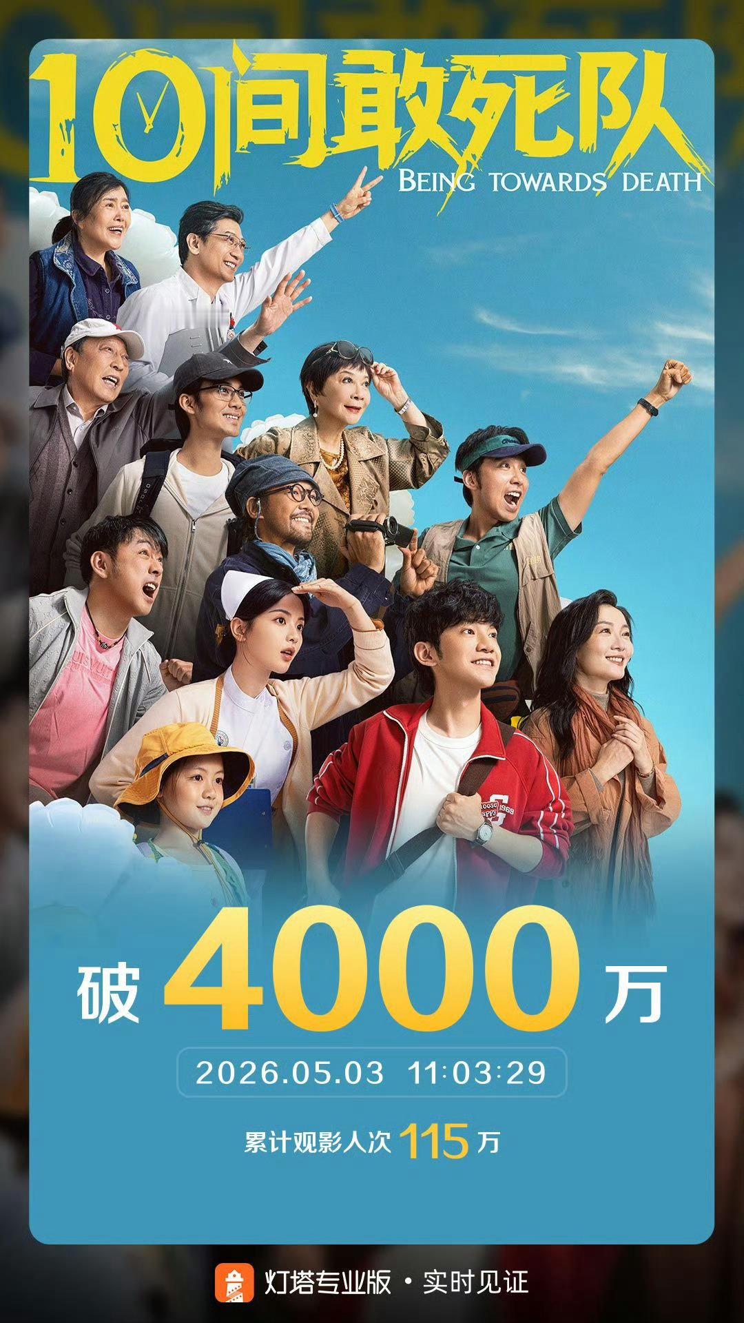 2026五一档新片票房破4亿杨超越10间敢死队票房4000万，小10间加油，这部