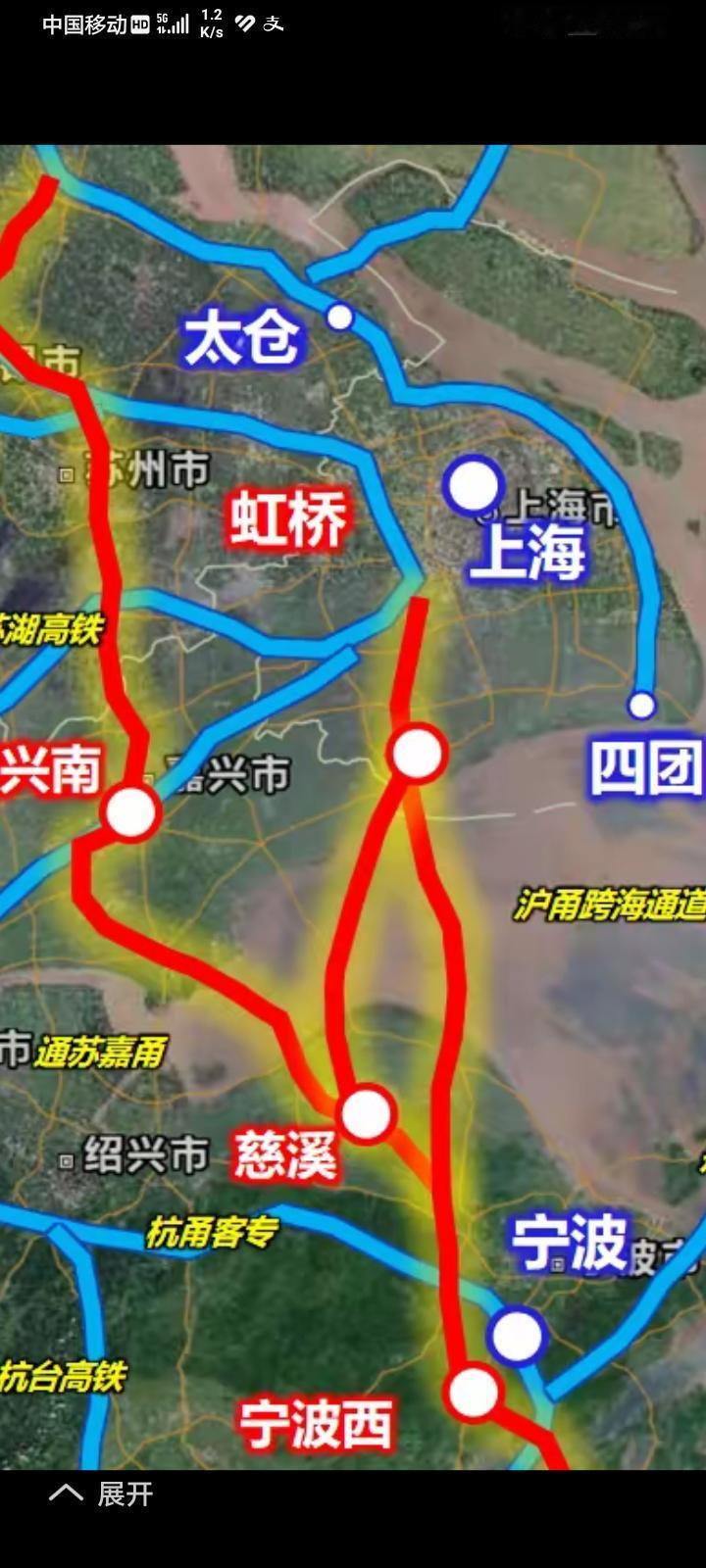 长三角城市上海嘉兴宁波必须大发展！
第一条宁波慈溪直接上海金山是公铁跨海大桥。