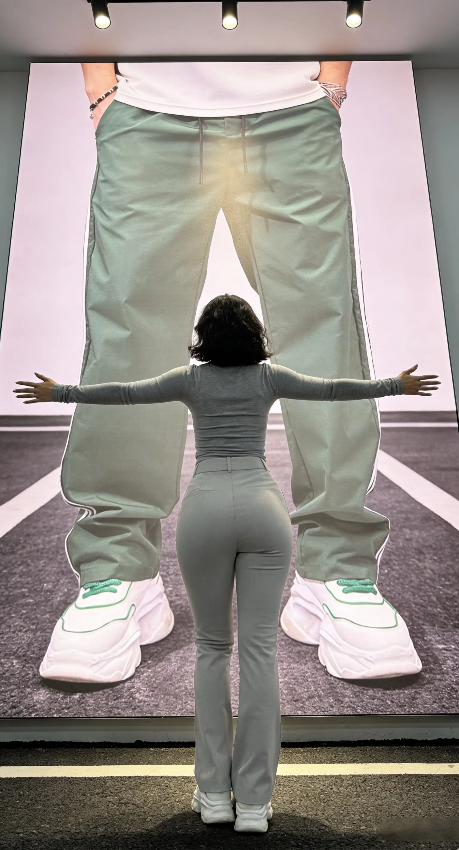 夏季新款条纹速干休闲裤百搭潮牌宽松直筒长裤三道杠运动裤子显高