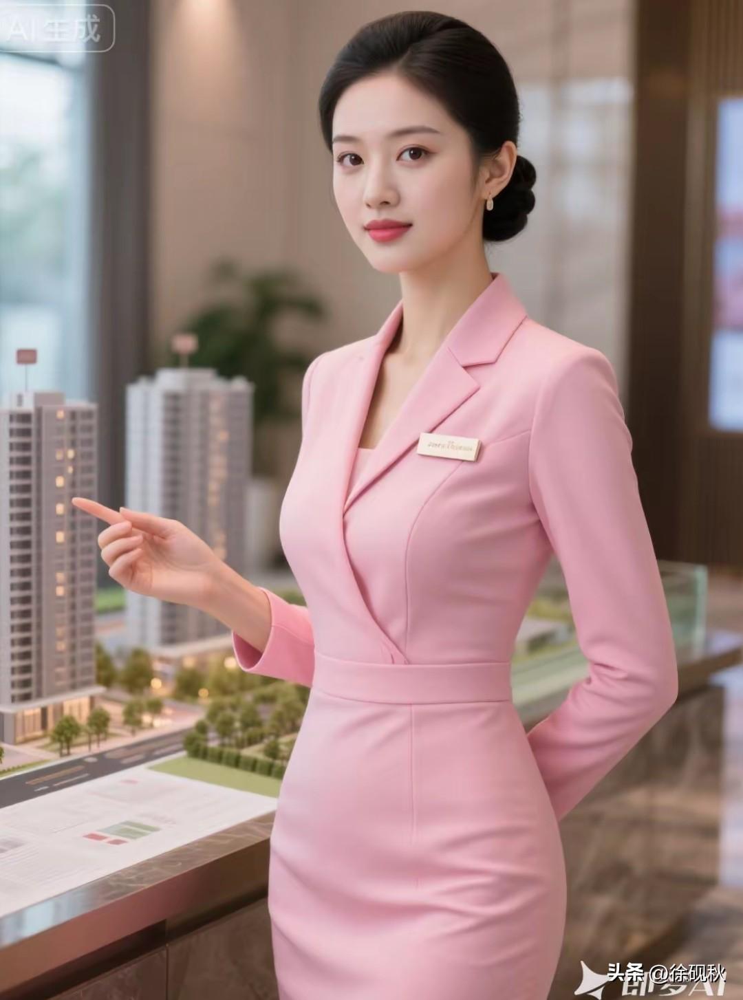 职业女性，现代雅韵。
粉色服装，职场华章。
优雅从容，自信满满。
专业特长，大放