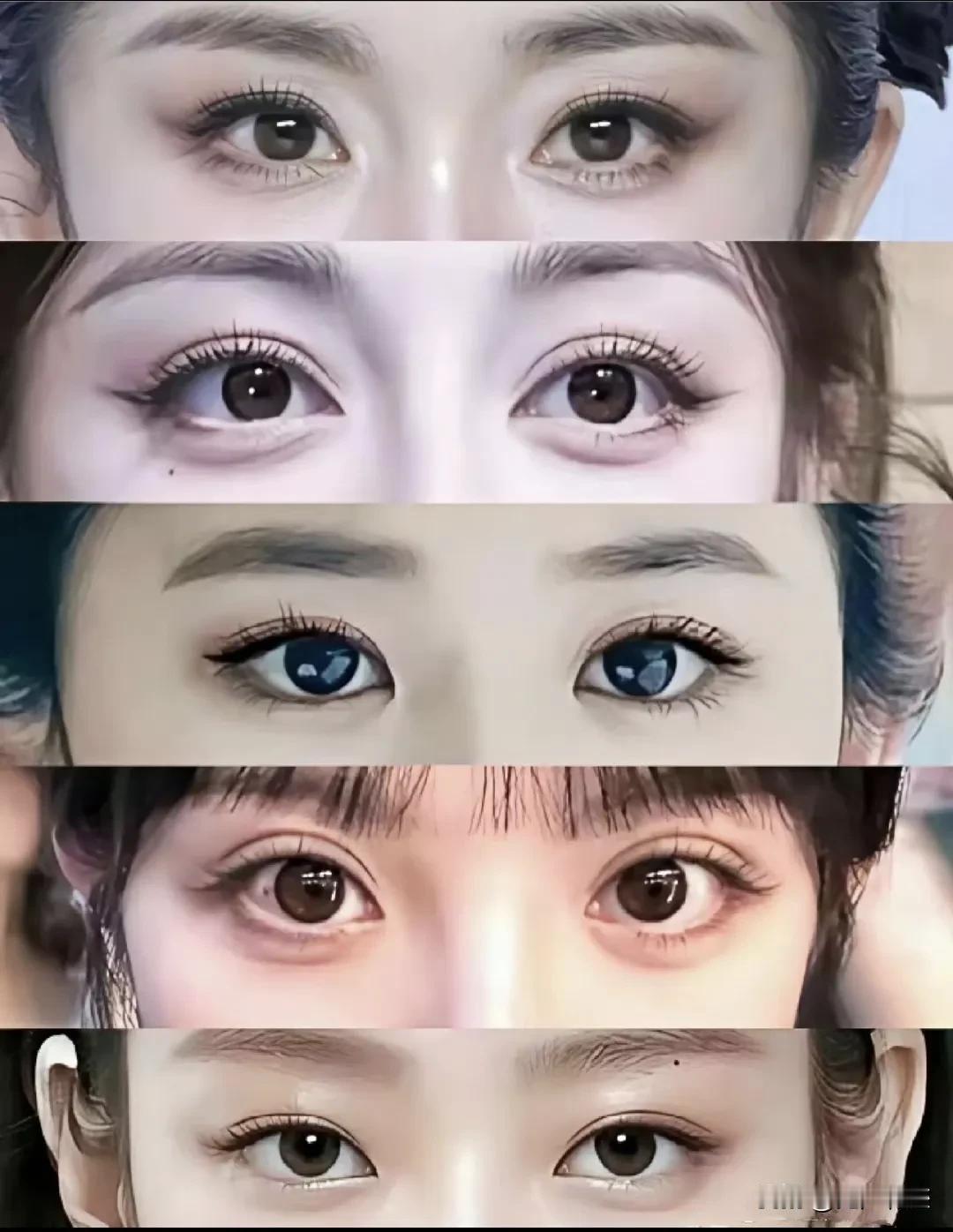 直观感受1，3，5最好看，如果再给三双眼睛排名，那就是3，1，5。
第3双眼睛，