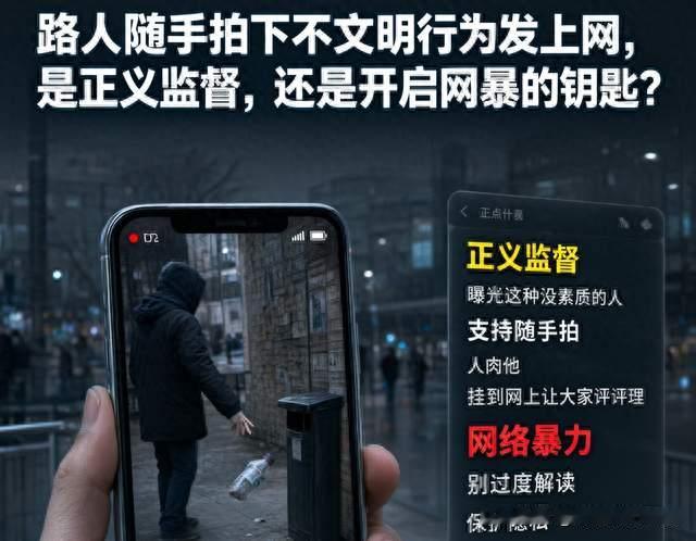 路人随手拍下不文明行为发上网，是正义监督还是开启网暴的钥匙？