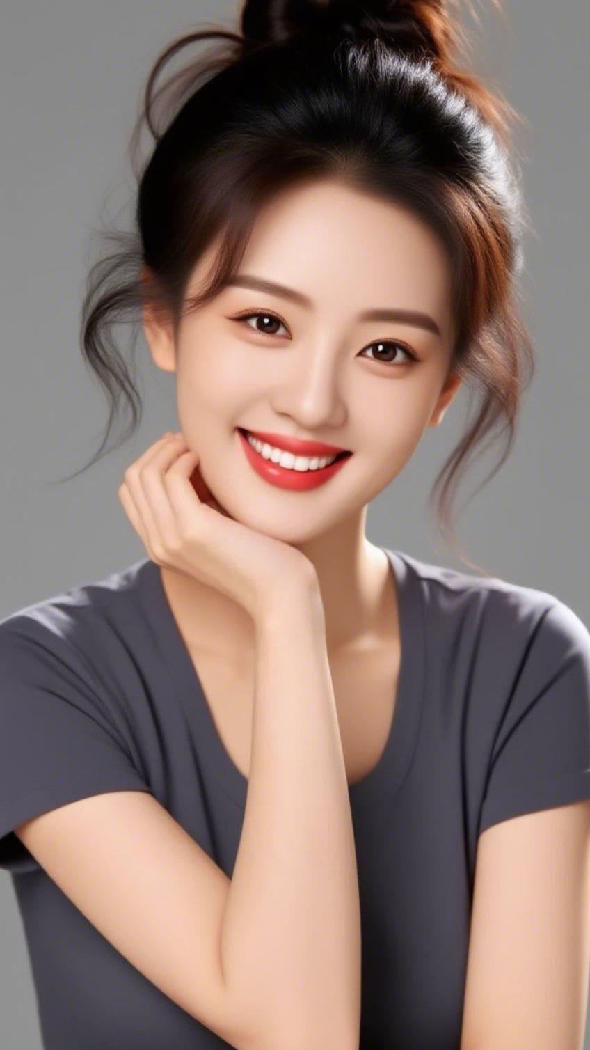 笑颜如花绽，美目盼兮间。
