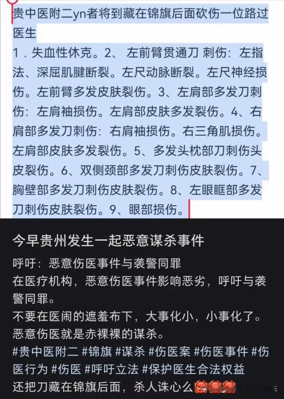 保护医者安全刻不容缓！

一患者锦旗内藏刀进入科室直接杀人……

​2026年9