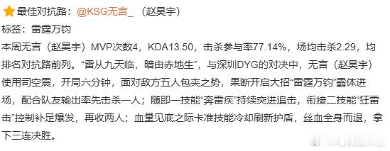 2026夏季赛第二周最佳阵容2026KPL夏季赛第二周最佳阵容公布，五位选手包揽