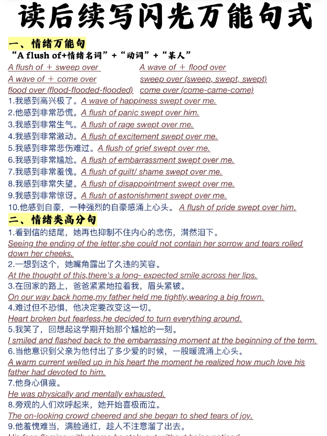 读后续写闪光万能句~