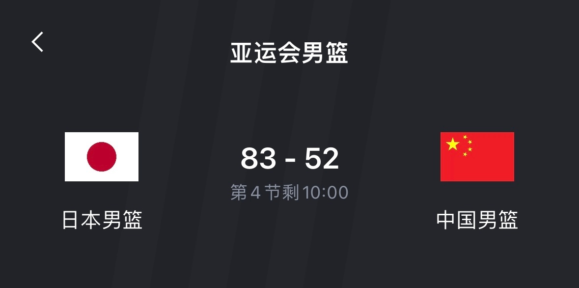 三节打完，中国男篮52-83落后日本31分…[震惊]还有奇迹吗…[思考]中国男篮